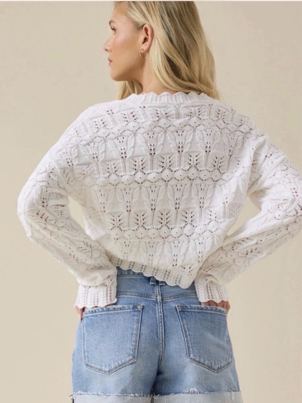 Altar'd State White Crochet Knit Button Cardigan - Picture 3 of 7